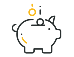 Ikona skarbonki jako symbol finansowania kursów ze środków własnych.